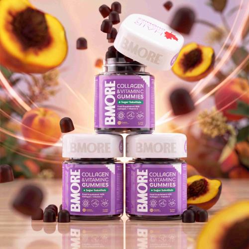 3-Month Course B-More Jamies Marine Collagen & Vitamin C - 60 Jams, Peach Flavor from B-More Canada