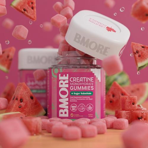 B-More Gummies Creatine Monohydrate 3g - 60 Gummies Watermelon Flavor by B-More Canada