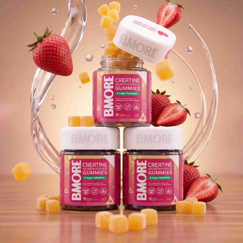 3-Month Course B-More Gummies Creatine Monohydrate - 60 Gummies Strawberry & Banana Flavor from B-More Canada