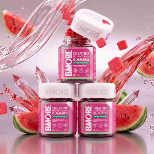 3-Month Course B-More Gummies Creatine Monohydrate - 60 Gummies Watermelon Flavor from B-More Canada