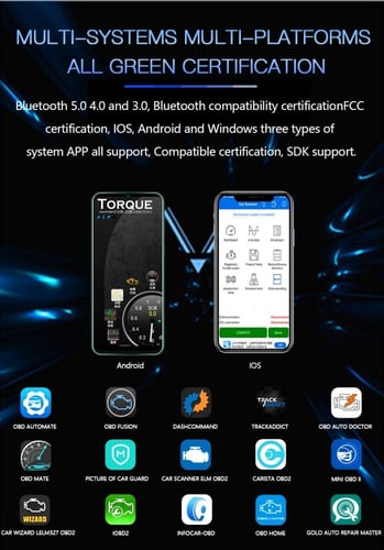 جهاز فحص وتشخيص السيارة بلوتوث ELM327 OBD2