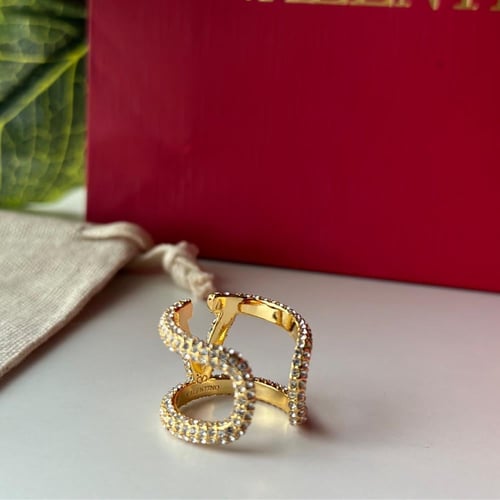 خاتم فالنتينو ذهبي كرستال