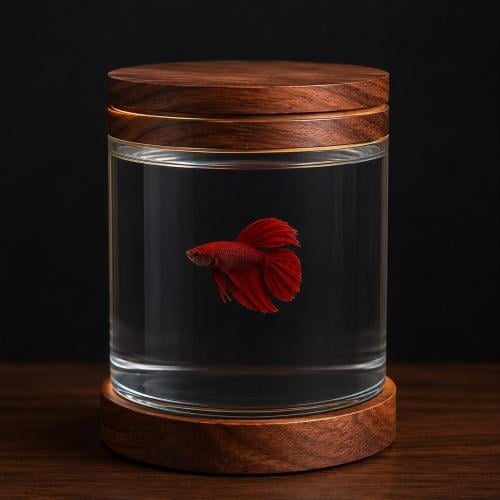Eco aquarium with led light cylinder