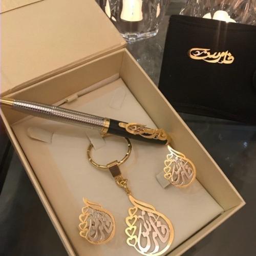 طقم نحت رجالي مطلي بالذهب والفضة