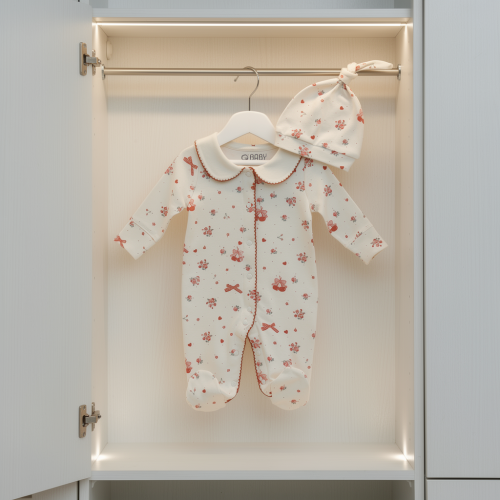 Jumpsuit for newborns with flowers