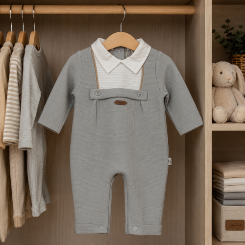 Jumpsuit for newborns - gray and white