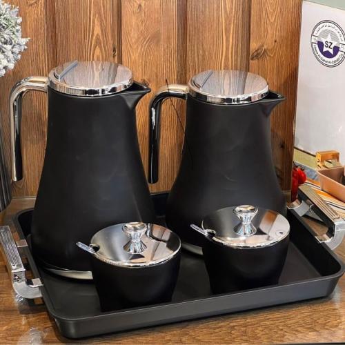 طقم ضيافة لوفر فاخر 5 قطع - تصميم عصري بلون أسود و...