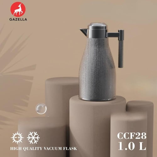 ترمس غزال مفرد فاخر - تصميم مضلع (1 لتر) - ألوان م...