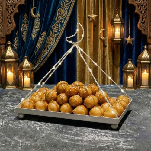 صينية تقديم هلال رمضان المضيئة - مستطيل