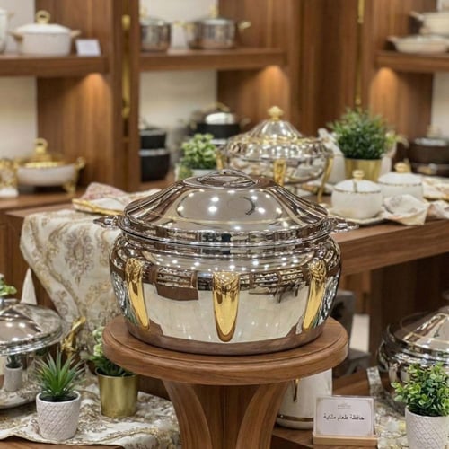 حافظة طعام ناب براديب السيف فضي ذهبي-استانلس استيل...