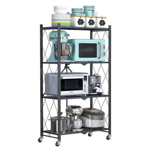 رفوف تخزين معدنية ذكية 5 أدوار - قابلة للطي مع عجل...