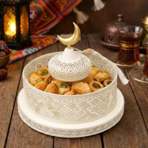 صحن تقديم رمضاني بغطاء اكريليك