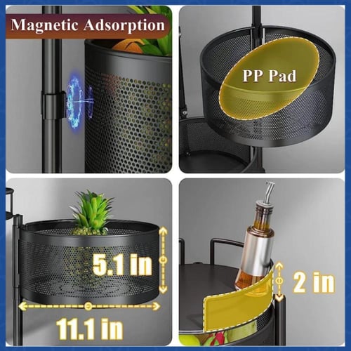 سلات تخزين دوارة 5 أدوار - شكل دائري مع عجلات (معد...