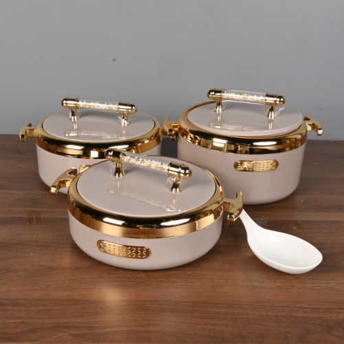 طقم حافظات طعام فاخر بلمسة ذهبية ابيض