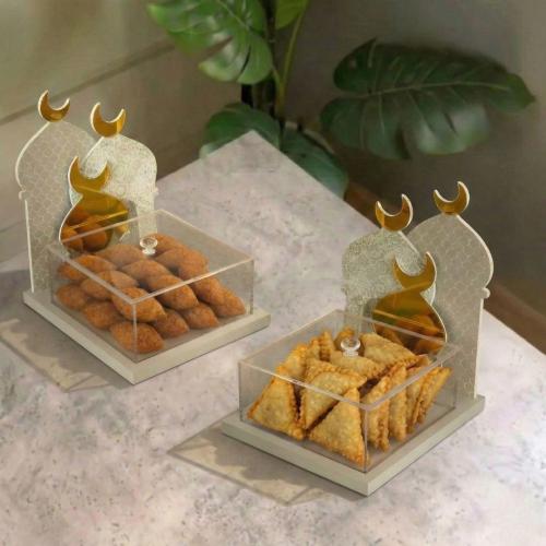 طقم صواني تقديم معجنات مفتوحة (قطعتين) بتصميم مساج...
