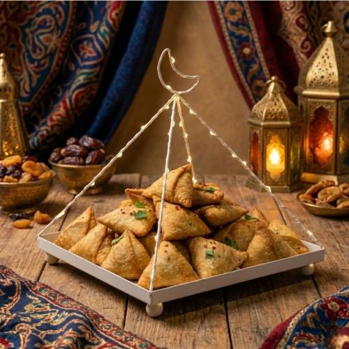 صينية تقديم هلال رمضان المضيئة - للسمبوسة والحلا -...