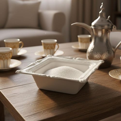 سكرية وتمرية "وسن" مربعة من السيف - معدن أبيض