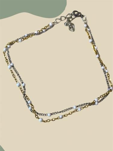 خلخال مكس ذهبي و فضي ابيض (0048)