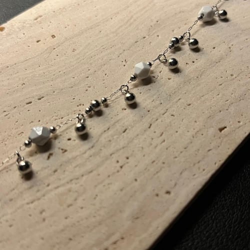 خلخال فضي مع دوائر رخامية (0092)