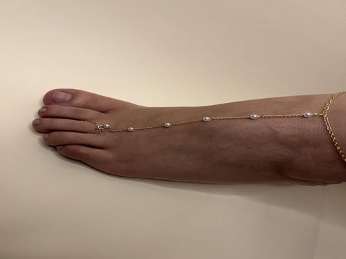 خلخال مع خاتم للاصبع ذهبي و لولو (0054)