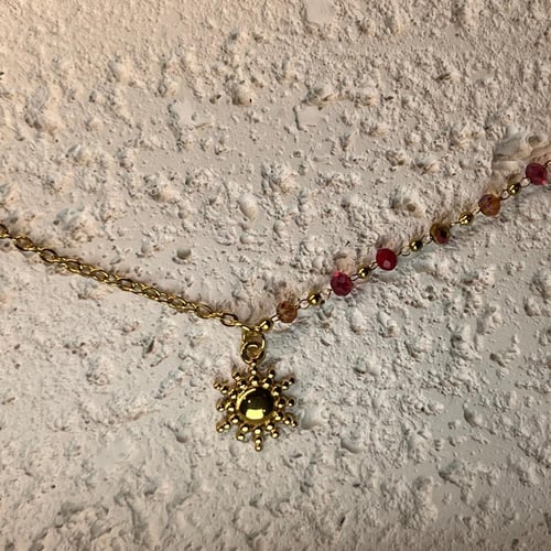 خلخال ذهبي مع شمس و فصوص حمراء (0080)