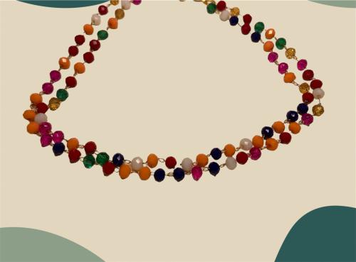 خلخال ذهبي مع خرز ملون طبقتي (0018)