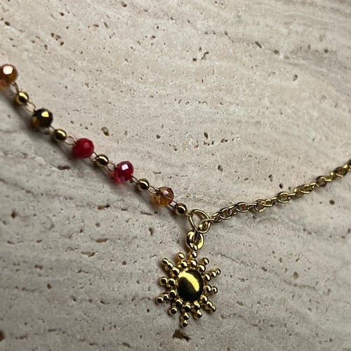 خلخال ذهبي مع شمس و فصوص حمراء (0080)