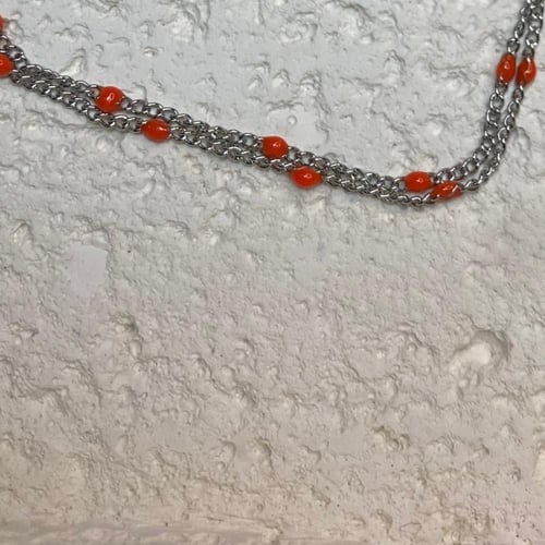 خلخال فضي و برتقالي (0050)