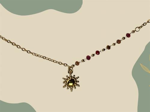 خلخال ذهبي مع شمس و فصوص حمراء (0080)