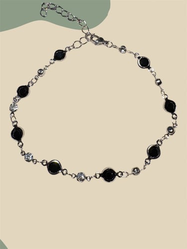 Silver and black anklet (00143)