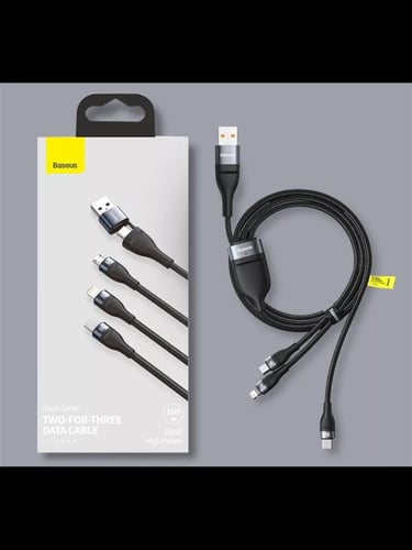 سلك بيسوس 3 في 1 بطول 1.2 متر يدعم 100 واط بثلاث م...