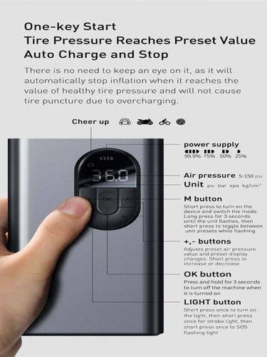 منفاخ هواء عجلات السيارة لاسلكي من بيسوس بقوة 54 و...