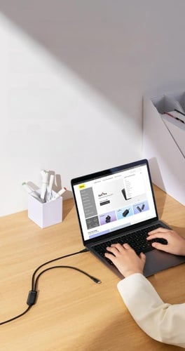 سلك بيسوس 2 في 1 تايب سي بطول 1.2 متر يدعم 100 واط...