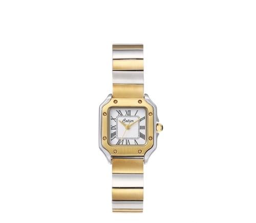 ساعة نسائية cartie بسير من الستيل بلون ذهبي مع فضي...
