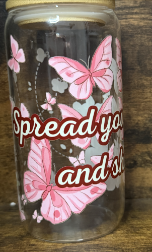 كوب زجاجي - الفراشة