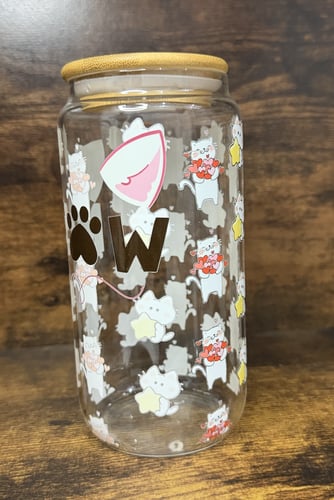 كوب زجاجي - القطط الجميلة