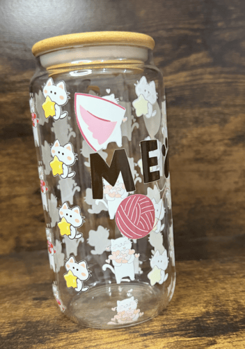 كوب زجاجي - القطط الجميلة