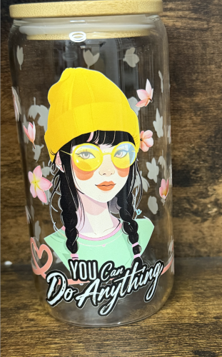 كوب زجاجي - كوب أنتِ قادرة