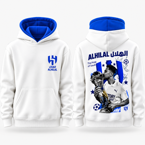 هودي دبل كاب شتوي بشعار نادي الهلال