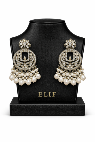 أقراط لؤلؤية هندية فاخرة Luxury Pearl Indian Earri...