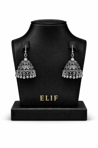 أقراط جومكا فضية صغيرة Silver Jhumka Earrings