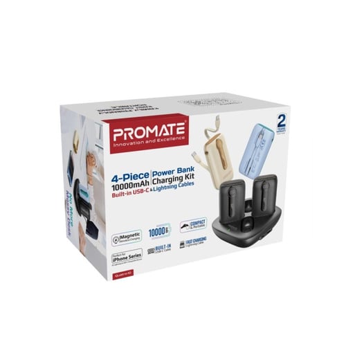 منصة شحن بطاريات متنقل - 4 حبات promate Quatro-10