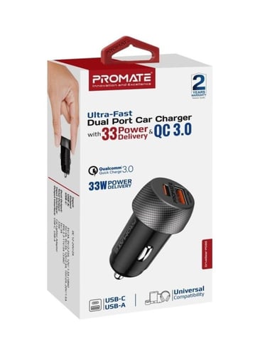 راس سيارة بمنفذ تايب سي ويواس بي promate DriveGear...