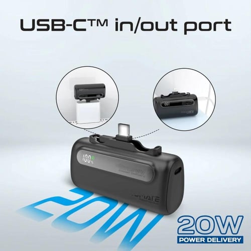 بطارية متنقلة مع شاحن تايب سي ولايتنج مدمجه - اسود...