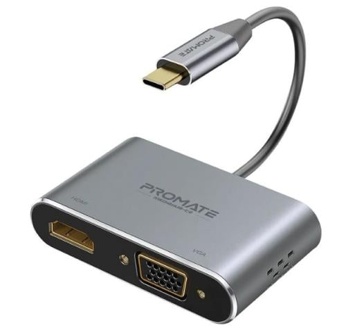 وصلة تايب سي بمنفذ HDMI و VGA من PROMATE MEDIAHUB-...