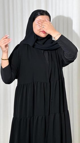 عباية شهد بطبقات من قماش كوري ملكي – قصة دبل كلوش...