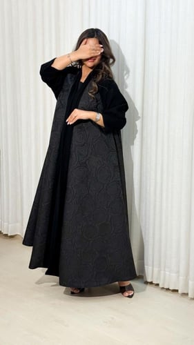 عباية سدن دبل كلوش فاخرة قماش جاكار بأكمام كوبا أن...