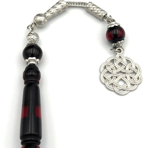 سبحة بكلايت لون حرباء عنابي واسود - طربزونة معدن