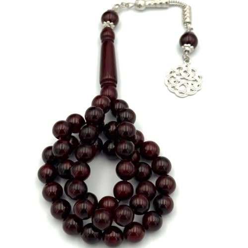 سبحة بكلايت لون عنابي مموج - طربزونة معدن