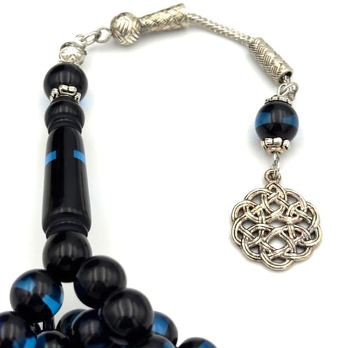 سبحة بكلايت لون حرباء كحلي مع اسود- طربزونة معدن